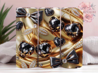 Rhinestone Cherry Crystal 20oz Tumbler, Cherry Bow, Sparkling Jewels, Elegant Pattern, Crystal Design, 20oz Tumbler Wrap, Sublimation PNG Sublimation Li Zamperini 