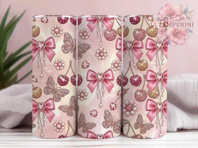 Rhinestone Cherry Glam 20oz Tumbler, Rhinestone Cherry Glam, 20oz Tumbler Wrap, Sublimation Design, Cute Cherry PNG, Rhinestone Tumbler Wrap, Glam Tumbler Design, Digital Download Sublimation Li Zamperini 