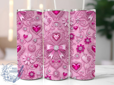 Rhinestone Cherry Valentine Tumbler Wrap, Cherry Theme, Valentine Design, Sparkle Bow, Glam Wrap, Cute Pattern, Sublimation Design Sublimation ToriDesigns 