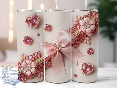 Rhinestone Cherry Valentine Tumbler Wrap, Cherry Theme, Valentine Design, Sparkle Bow, Glam Wrap, Cute Pattern, Sublimation Design Sublimation ToriDesigns 