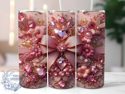 Rhinestone Cherry Valentine Tumbler Wrap, Cherry Theme, Valentine Design, Sparkle Bow, Glam Wrap, Cute Pattern, Sublimation Design Sublimation ToriDesigns 