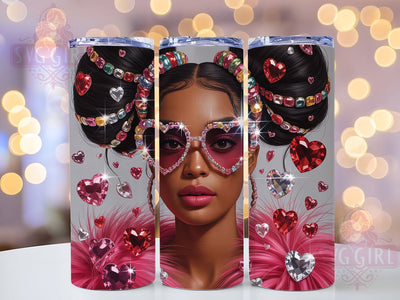 Rhinestone Heart Black Queen Tumbler, Valentine's Design, Afro Style, Rhinestone Heart, Tumbler Wrap, Sublimation Design, 20oz Tumbler Sublimation SvggirlplusArt 