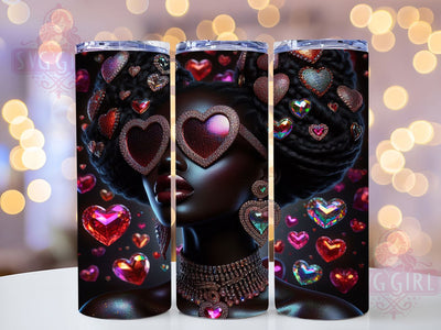 Rhinestone Heart Black Queen Tumbler, Valentine's Design, Afro Style, Rhinestone Heart, Tumbler Wrap, Sublimation Design, 20oz Tumbler Sublimation SvggirlplusArt 