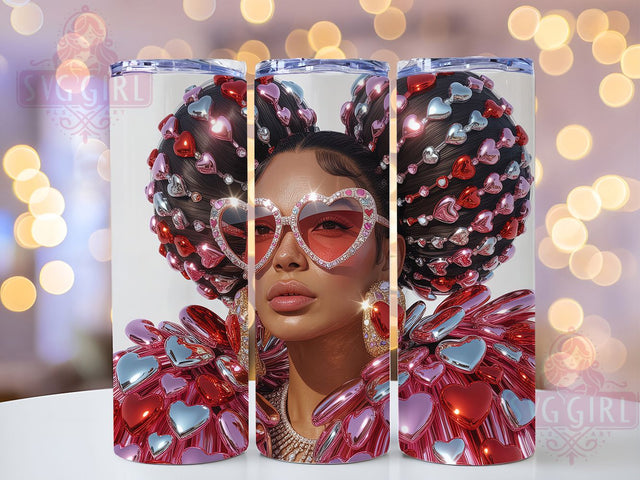Rhinestone Heart Black Queen Tumbler, Valentine's Design, Afro Style, Rhinestone Heart, Tumbler Wrap, Sublimation Design, 20oz Tumbler Sublimation SvggirlplusArt 