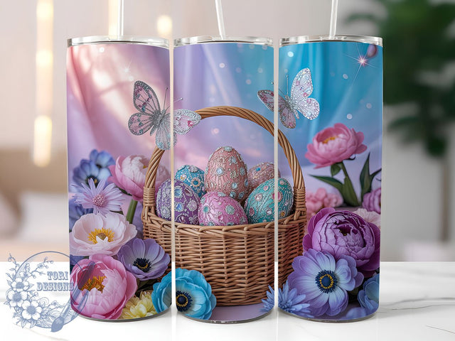 Rhinestone Jeweled Easter Egg Tumbler, Jeweled Egg Tumbler, Floral Basket Wrap, Stylish 20oz Wrap, Sublimation Design, Trendy Gift Idea, Inspirational Easter Tumbler Sublimation ToriDesigns 