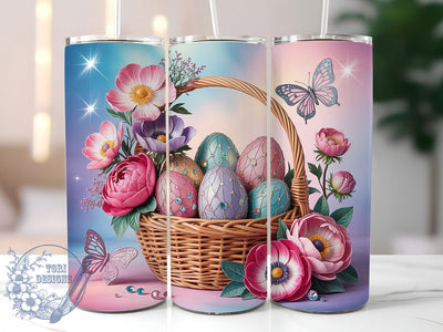 Rhinestone Jeweled Easter Egg Tumbler, Jeweled Egg Tumbler, Floral Basket Wrap, Stylish 20oz Wrap, Sublimation Design, Trendy Gift Idea, Inspirational Easter Tumbler Sublimation ToriDesigns 