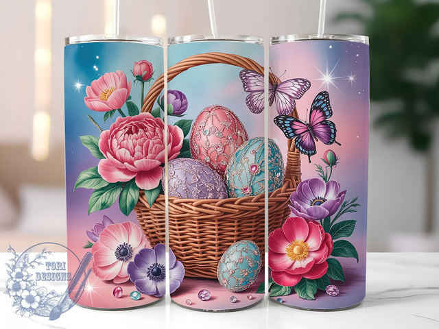 Rhinestone Jeweled Easter Egg Tumbler, Jeweled Egg Tumbler, Floral Basket Wrap, Stylish 20oz Wrap, Sublimation Design, Trendy Gift Idea, Inspirational Easter Tumbler Sublimation ToriDesigns 