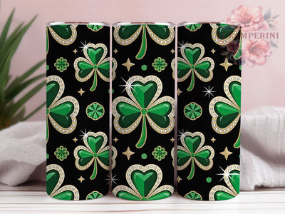 Rhinestone Lucky Shamrock Tumbler, St. Patrick’s Tumbler, Stylish 20oz Wrap, Sublimation Design, Trendy Gift Idea, Irish Shamrock Wrap, Lucky Clover Tumbler Sublimation Li Zamperini 