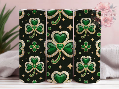 Rhinestone Lucky Shamrock Tumbler, St. Patrick’s Tumbler, Stylish 20oz Wrap, Sublimation Design, Trendy Gift Idea, Irish Shamrock Wrap, Lucky Clover Tumbler Sublimation Li Zamperini 