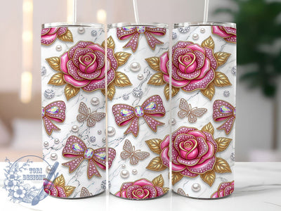 Rhinestone Rose 20oz Tumbler, Rhinestone Tumbler Wrap, Rose Tumbler Wrap, Bling Rose Tumbler, Rhinestone Sublimation, Glam Rose PNG, 20oz Tumbler Wrap, Sparkly Rose Design Sublimation ToriDesigns 