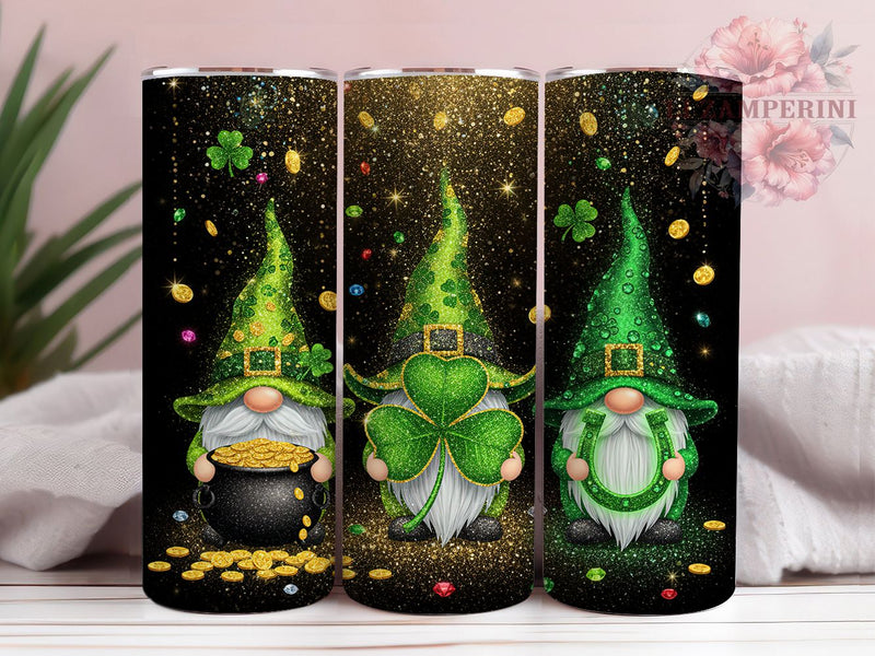 Rhinestone Shamrock Gnome Tumbler, St Pattys Tumbler, Stylish 20oz Wrap, Sublimation Design, Trendy Gift Idea, Shamrock Gnome Wrap, Festive Rhinestone Tumbler Sublimation Li Zamperini 
