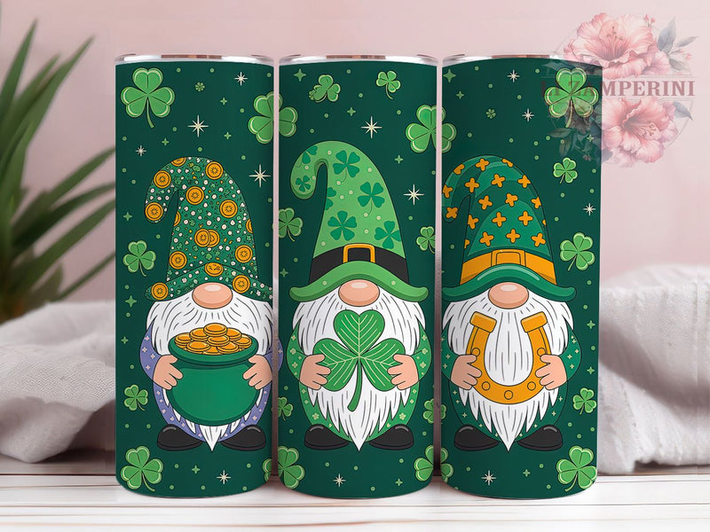 Rhinestone Shamrock Gnome Tumbler, St Pattys Tumbler, Stylish 20oz Wrap, Sublimation Design, Trendy Gift Idea, Shamrock Gnome Wrap, Festive Rhinestone Tumbler Sublimation Li Zamperini 