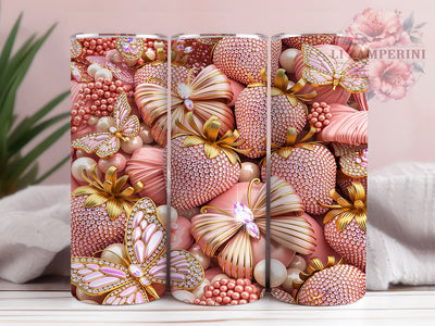 Rhinestone Strawberry 20oz Tumbler, Strawberry Motif, Rhinestone Effect, Fruit Theme, Sparkle Design, Whimsical Charm, Skinny Tumbler, Sublimation PNG Sublimation Li Zamperini 