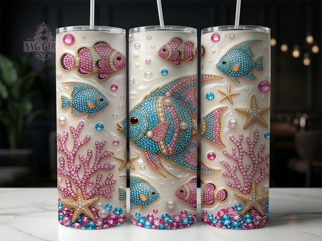 Rhinestone Tropical Fish 20oz Tumbler, Rhinestone Tropical Fish, Tropical Fish, Rhinestone Fish, Fish Tumbler, 20oz Tumbler, Tropical Tumbler, Tumbler Wrap Sublimation SvggirlplusArt 