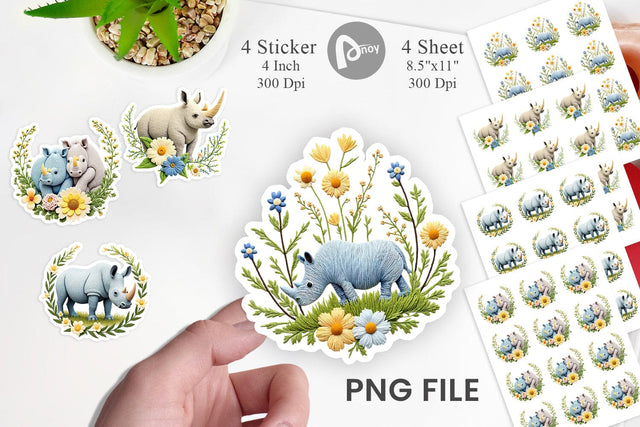 Rhino Embroidery Sticker Sublimation artnoy 