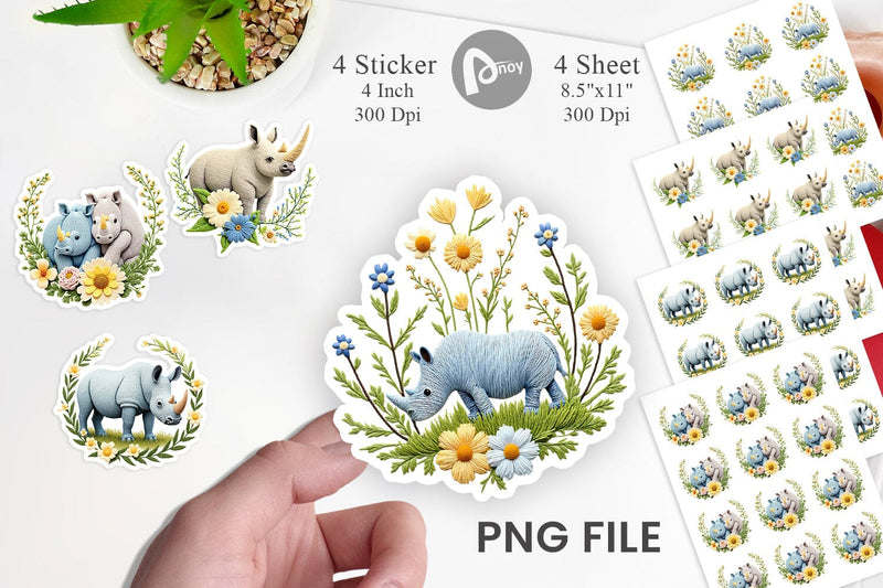 Rhino Embroidery Sticker Sublimation artnoy 