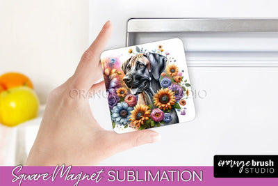 Rhodesian Ridgeback Magnet Sublimation - Dog Mom Floral Magnet PNG Design Sublimation OrangeBrushStudio 