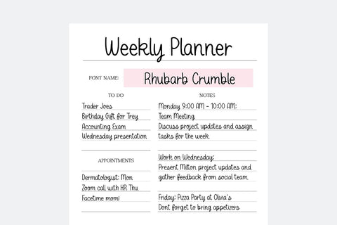 Rhubarb Crumble Feminine Cute Handwriting Font Font Blush Font Co. 