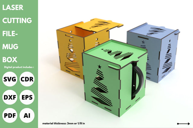 Ribbon Christmas Tree sublimation mug box | laser cut file | svg paper cut | cricut | glowforge file SVG tofigh4lang 