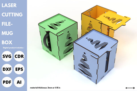 Ribbon Christmas Tree sublimation mug box | laser cut file | svg paper cut | cricut | glowforge file SVG tofigh4lang 