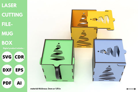 Ribbon Christmas Tree sublimation mug box | laser cut file | svg paper cut | cricut | glowforge file SVG tofigh4lang 