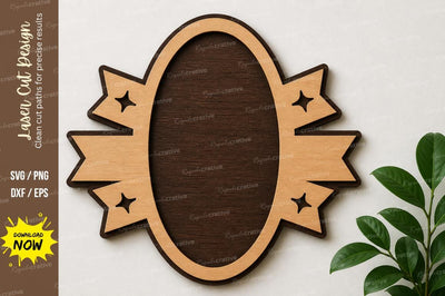 Ribbon Oval Frame laser Cut svg Cutting file SVG Regulrcrative 