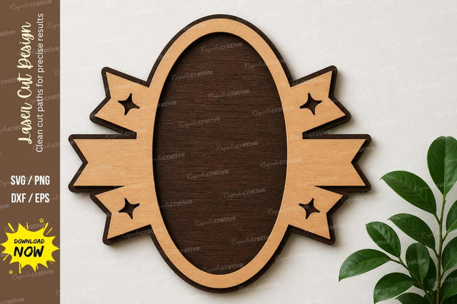 Ribbon Oval Frame laser Cut svg Cutting file SVG Regulrcrative 