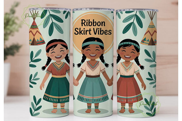 Ribbon Skirt Vibes 20oz Tumbler Wrap Sublimation PixelChick 