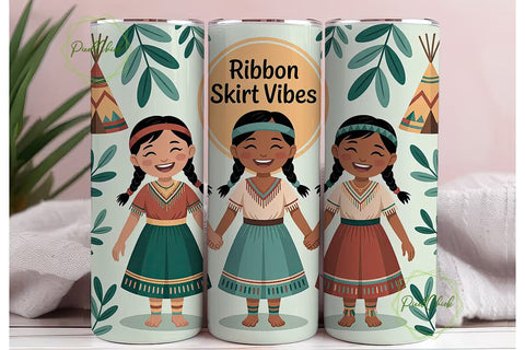 Ribbon Skirt Vibes 20oz Tumbler Wrap Sublimation PixelChick 