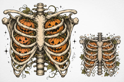 Ribcage Pumpkins Png, Retro Halloween Png, Halloween Skeleton Png, Spooky Season Png, Pumpkin Halloween Png, Sublimation png SVG DesignDestine 