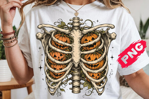 Ribcage Pumpkins Png, Retro Halloween Png, Halloween Skeleton Png, Spooky Season Png, Pumpkin Halloween Png, Sublimation png SVG DesignDestine 