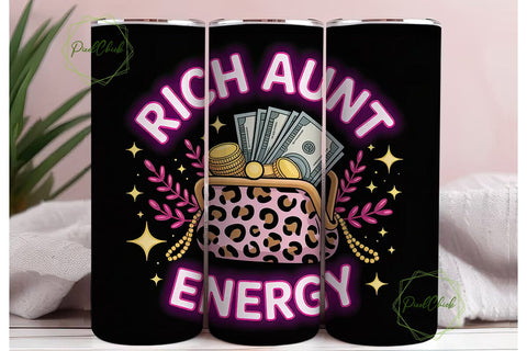 Rich Aunt Energy 20oz Tumbler Wrap Sublimation PixelChick 