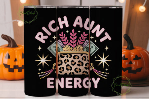 Rich Aunt Energy 20oz Tumbler Wrap Sublimation PixelChick 