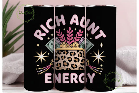 Rich Aunt Energy 20oz Tumbler Wrap Sublimation PixelChick 
