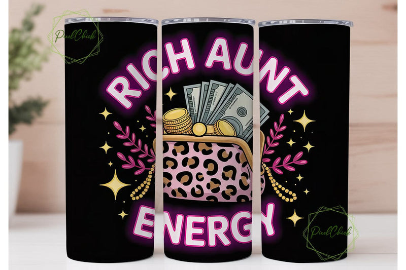 Rich Aunt Energy 20oz Tumbler Wrap Sublimation PixelChick 