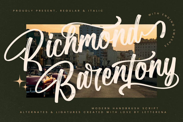 Richmond Barentony - Modern Handbrush Script Font Letterena Studios 