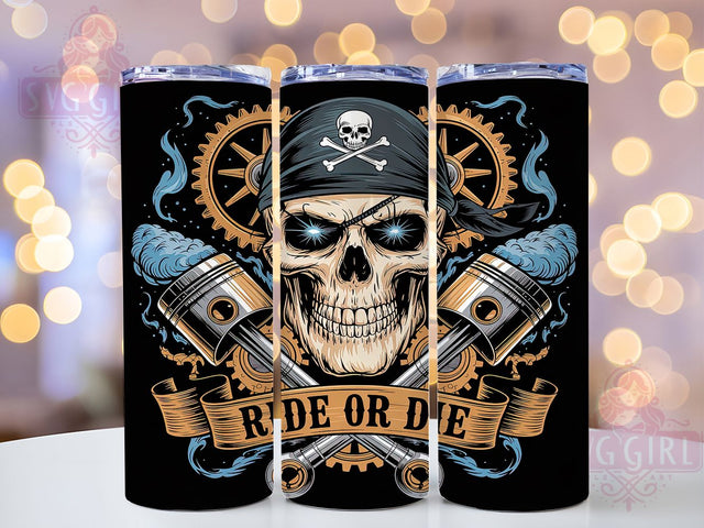 Ride or Die Biker Skull 20oz Tumbler, Ride or Die Tumbler, 20oz Sublimation Wrap, Motorcycle Drinkware, Skull Design Tumbler, Rebel Biker Cup, Tough Rider Tumbler Sublimation SvggirlplusArt 