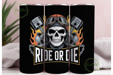Ride or Die Biker Skull 20oz Tumbler Sublimation PixelChick 