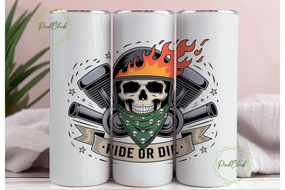 Ride or Die Biker Skull 20oz Tumbler Sublimation PixelChick 