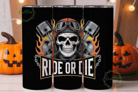 Ride or Die Biker Skull 20oz Tumbler Sublimation PixelChick 
