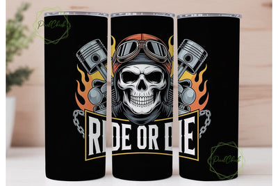 Ride or Die Biker Skull 20oz Tumbler Sublimation PixelChick 
