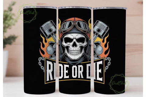 Ride or Die Biker Skull 20oz Tumbler Sublimation PixelChick 