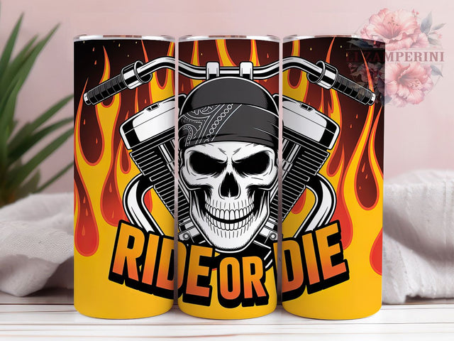 Ride Or Die Biker Skull Tumbler, Motorcycle Biker Cup, 20Oz Skinny Tumbler Wrap, Skull Biker Sublimation Design, Tough Rider Drinkware, Motorcycle Gift Idea, Digital Biker Skull Art Sublimation Li Zamperini 