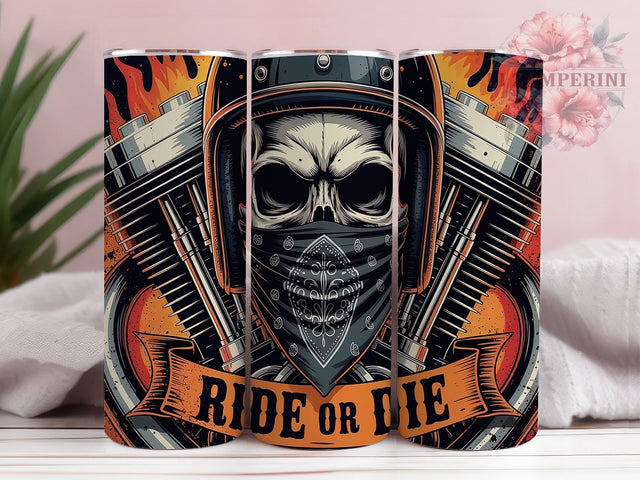 Ride Or Die Motorcycle Skull Tumbler, Ride Or Die Wrap, Biker Tumbler Design, 20oz Skull Sublimation, Gothic Biker Cup, Skull Tumbler Wrap, Biker Gift Idea Sublimation Li Zamperini 