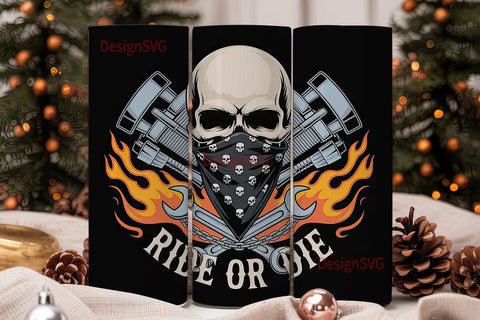 Ride or Die Skull 20oz Tumbler Design Sublimation DesignSVG 