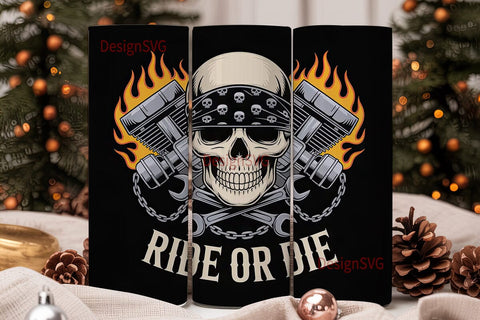 Ride or Die Skull 20oz Tumbler Design Sublimation DesignSVG 