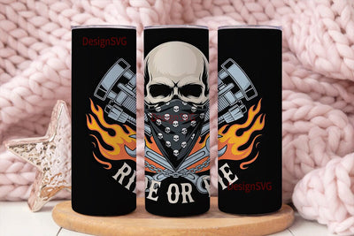 Ride or Die Skull 20oz Tumbler Design Sublimation DesignSVG 