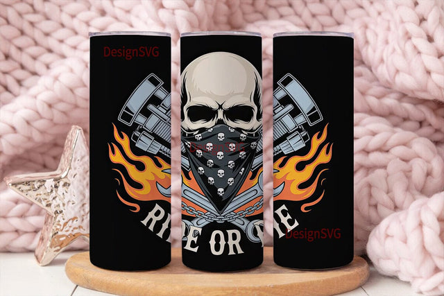 Ride or Die Skull 20oz Tumbler Design Sublimation DesignSVG 
