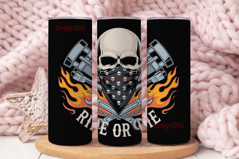 Ride or Die Skull 20oz Tumbler Design Sublimation DesignSVG 