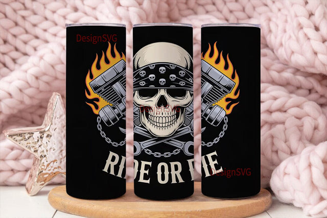 Ride or Die Skull 20oz Tumbler Design Sublimation DesignSVG 